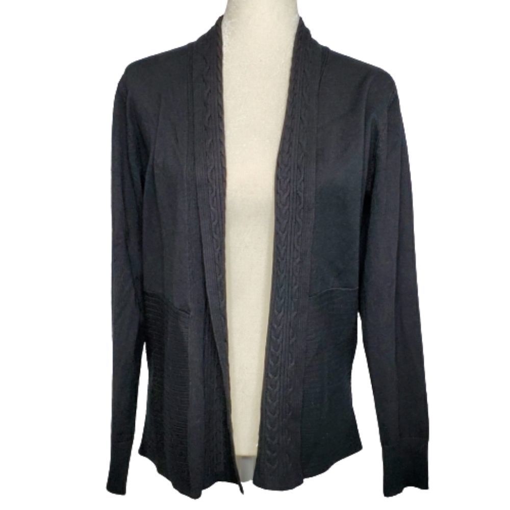 ESPERANZA black cardigan open front cable knit sweater MP